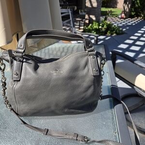 Kate Spade shoulder bag grey pebble leather crossbody straps